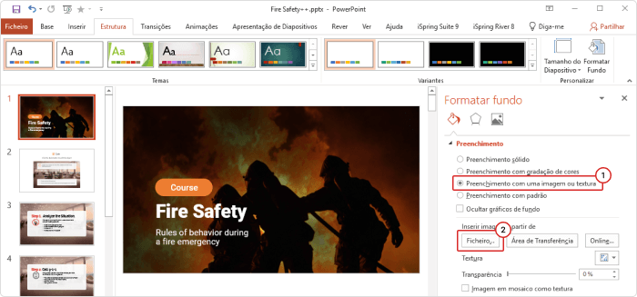 Criando slides de informações para a lição Moodle com o iSpring Suite