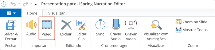 Adicionando um vídeo no iSpring Suite
