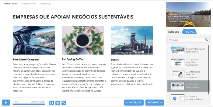 Layout completo no player de vídeo do iSpring Suite