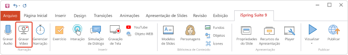 Gravando narração de vídeo no iSpring Suite
