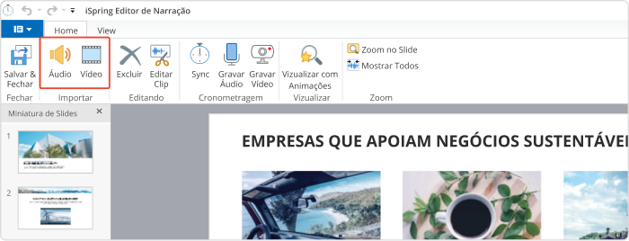Botões de Áudio e Vídeo na barra de ferramentas do editor Botões de Áudio e Vídeo na barra de ferramentas do editor