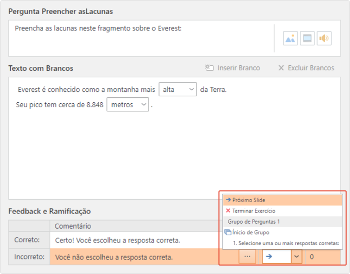 Ramificação no iSpring Presenter Ramificação no iSpring Presenter