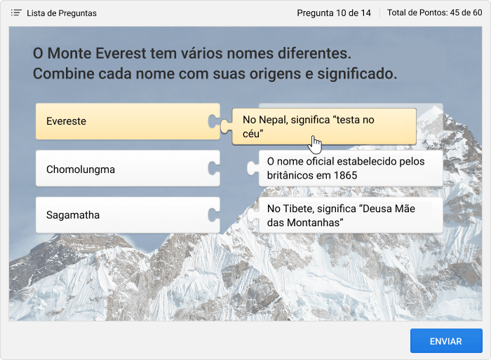 Questionário de Correspondência