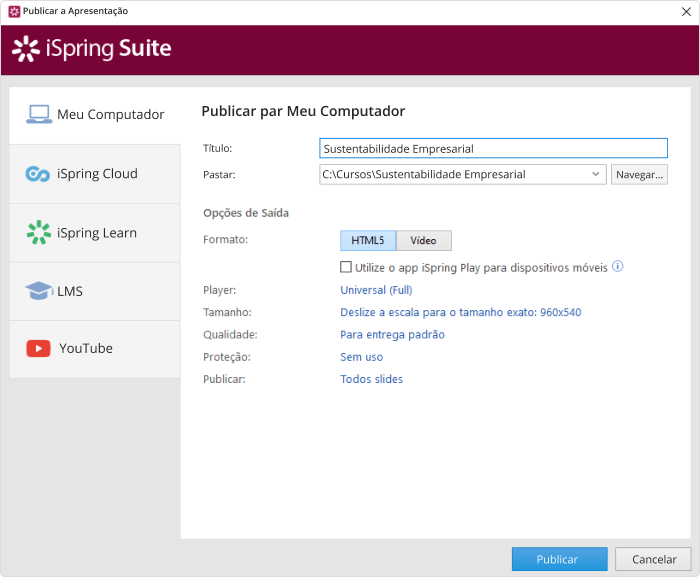 Como Publicar Palestras em vídeo Como Publicar Palestras em vídeo no iSpring