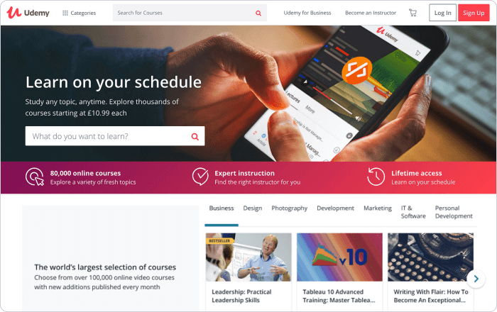 Plataforma de venda de cursos Udemy