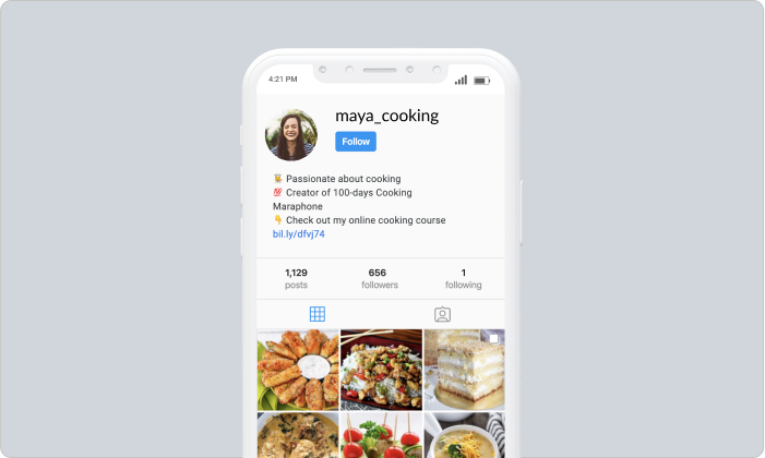 Instagram de culinária da Maya