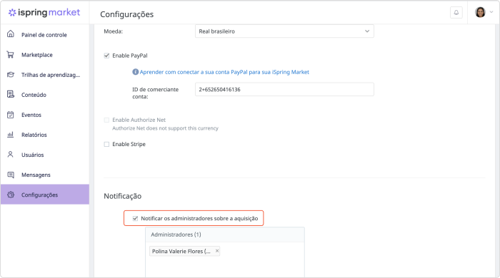 Notificações sobre pagamentos Notificações sobre pagamentos