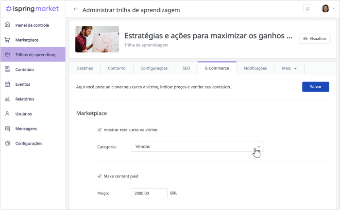 Conteúdo pago Conteúdo pago no iSpring Market