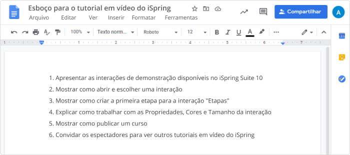Esboço para o tutorial em vídeo do iSpring Esboço para o tutorial em vídeo do iSpring