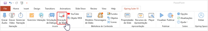 Barra de ferramentas do iSpring Suite Barra de ferramentas do iSpring Suite