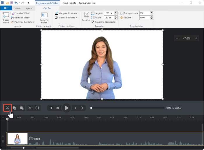 Removendo fragmentos de vídeo indesejados Removendo fragmentos de vídeo indesejados no iSpring