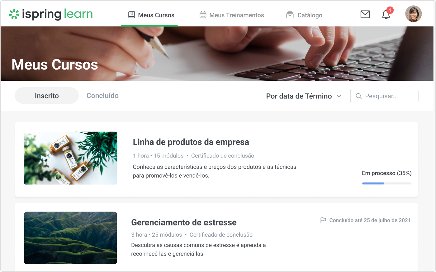 Caminhos de aprendizado personalizados no iSpring Learn LMS