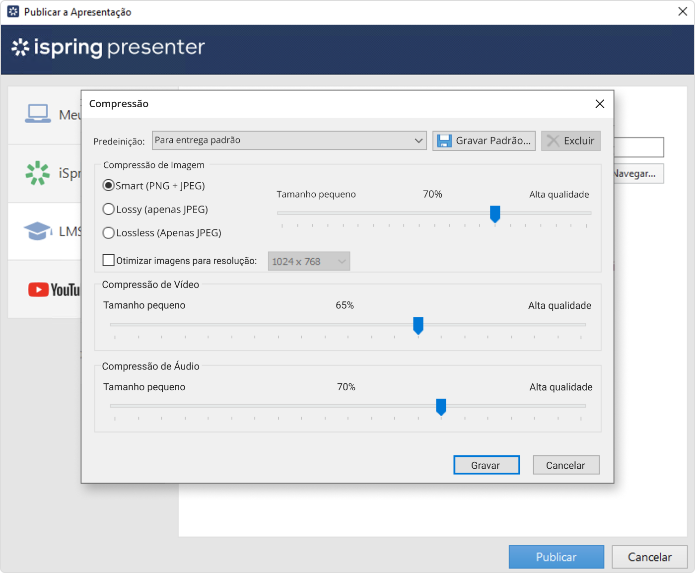 Ajustando qualidade de imagem e vídeo Ajustando qualidade de imagem e vídeo no iSpring Presenter