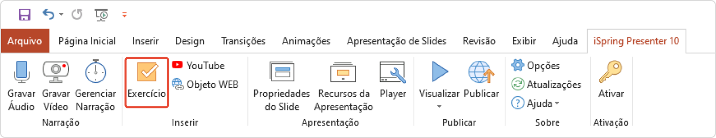 Ferramenta do Criação de Questionários iSpring Presenter