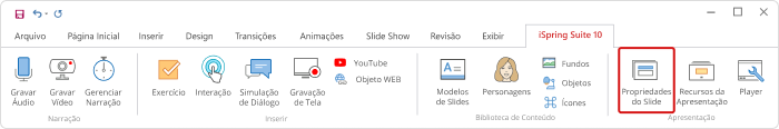 Propriedades do slide Propriedades do slide