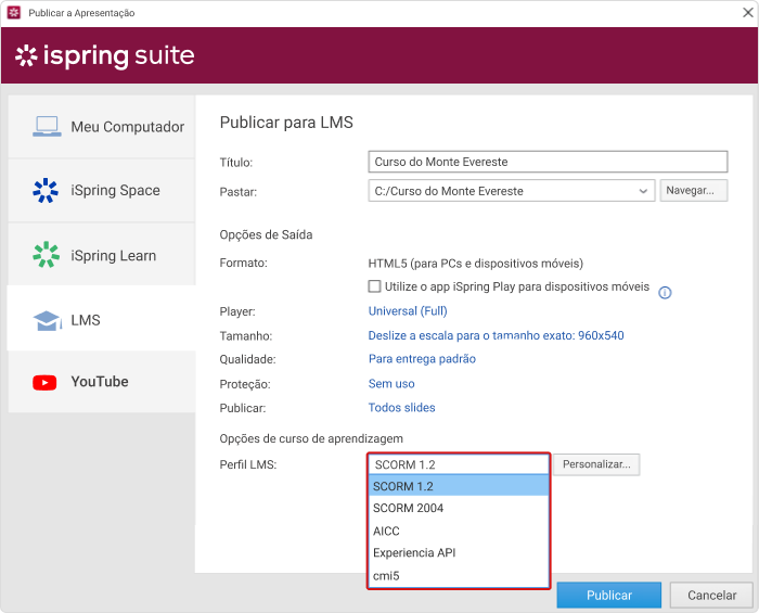 Escolha o formato SCORM para converter seu arquivo PPT Escolha o formato SCORM para converter seu arquivo PPT