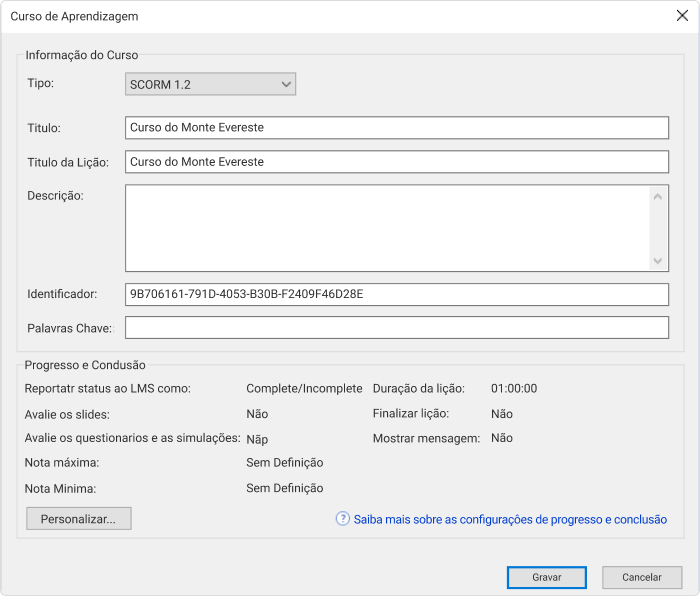 Personalize seu curso eletrônico Personalize seu curso eletrônico