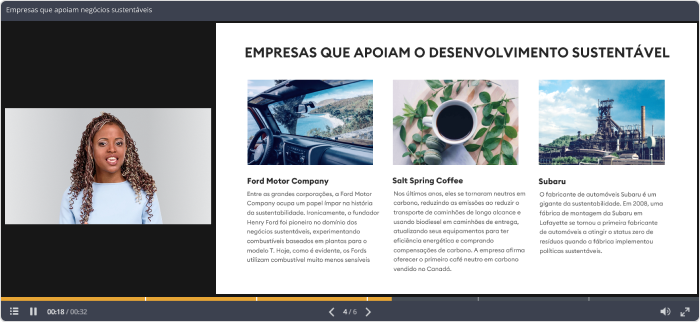 Palestra em vídeo sem exibição de layout de barra lateral no iSpring Suite