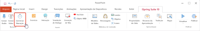 Transformar powerpoint em vídeo: gerenciando a Narração no iSpring Suite