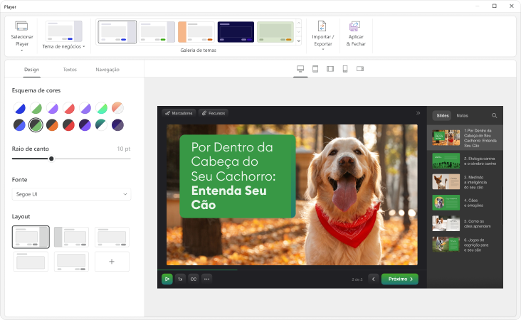 Novo player do iSpring Suite Novo player do iSpring Suite