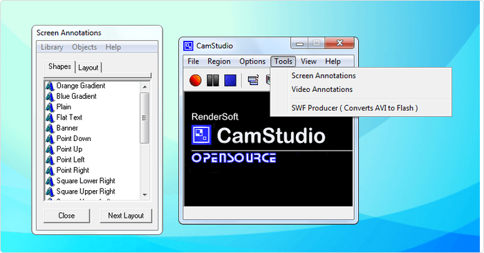 Gravador de tela em código aberto: CamStudio