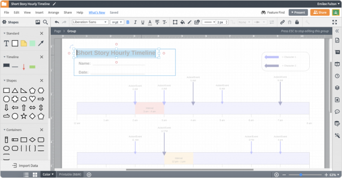 Ferramenta linha do tempo do Lucidchart