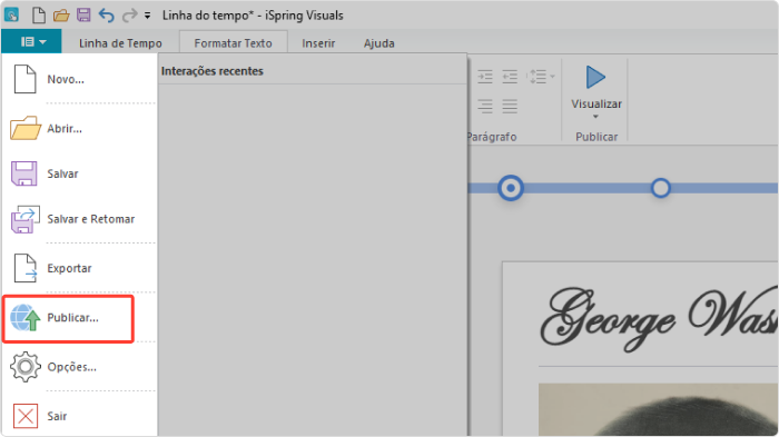 Publicando a linha do tempo