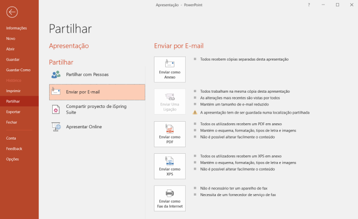 Como enviar PowerPoint grande por email compartilhando