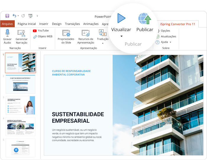 Como enviar PowerPoint grande por email publicando o PPT no iSpring Converter Pro