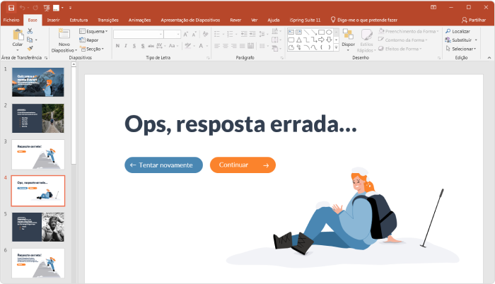 Como fazer um quiz no PowerPoint: slide de resposta errada