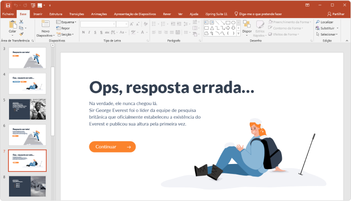 Como fazer um quiz no PowerPoint: slide de feedback