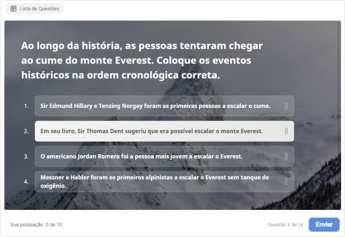 Pergunta de sequência no iSpring Suite