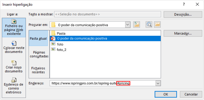 Criando hiperlinks com marcador no PowerPoint