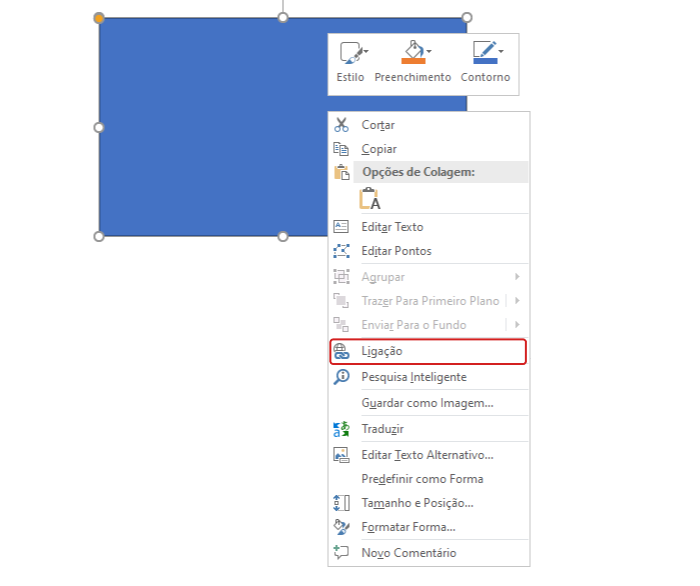 Criando hiperlink em uma forma no PowerPoint