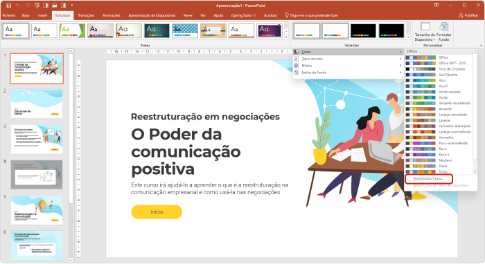 Criando um novo tema de cores no PowerPoint