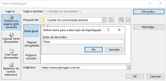 Hiperlink com dica de tela no PowerPoint