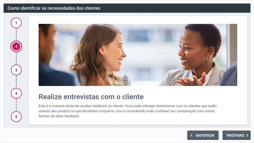 Fragmento de um treinamento de compliance criado no iSpring Suite