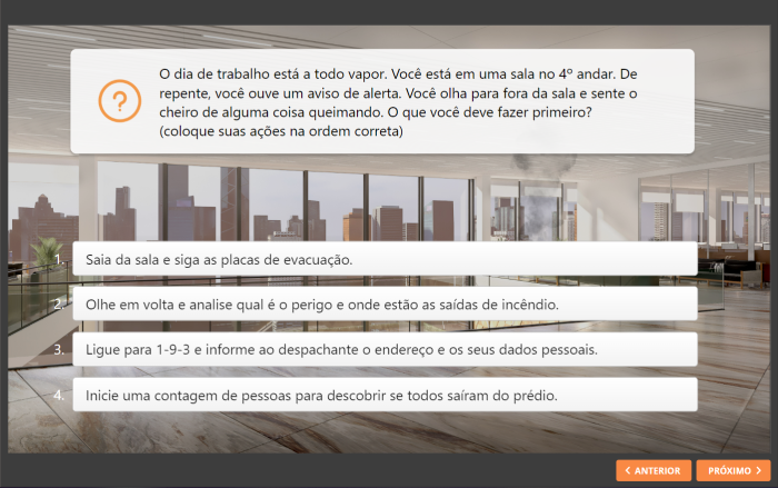 Fragmento de um treinamento de compliance criado no iSpring Suite