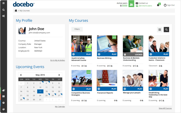 Docebo Plataformas lms mais usadas: Docebo