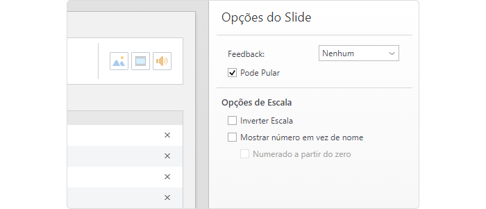 Opções do Slide da escala Likert