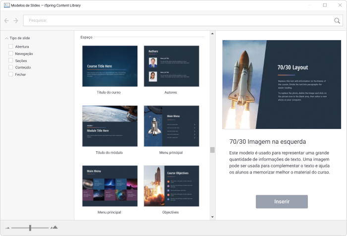 Modelos de slide no iSpring Suite