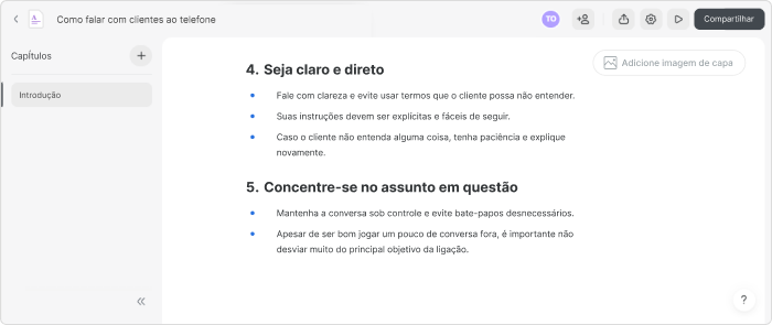 Uma lista com marcadores no iSpring Page