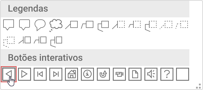 Botões Interativos para linha do tempo Botões Interativos no PowerPoint 2019.