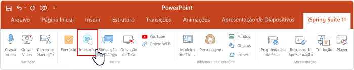 Ferramenta de Interação Aba de Interações