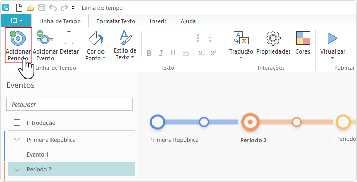 Adicione uma introdução a linha do tempo