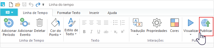 Botão Publicar Publicando sua linha do tempo