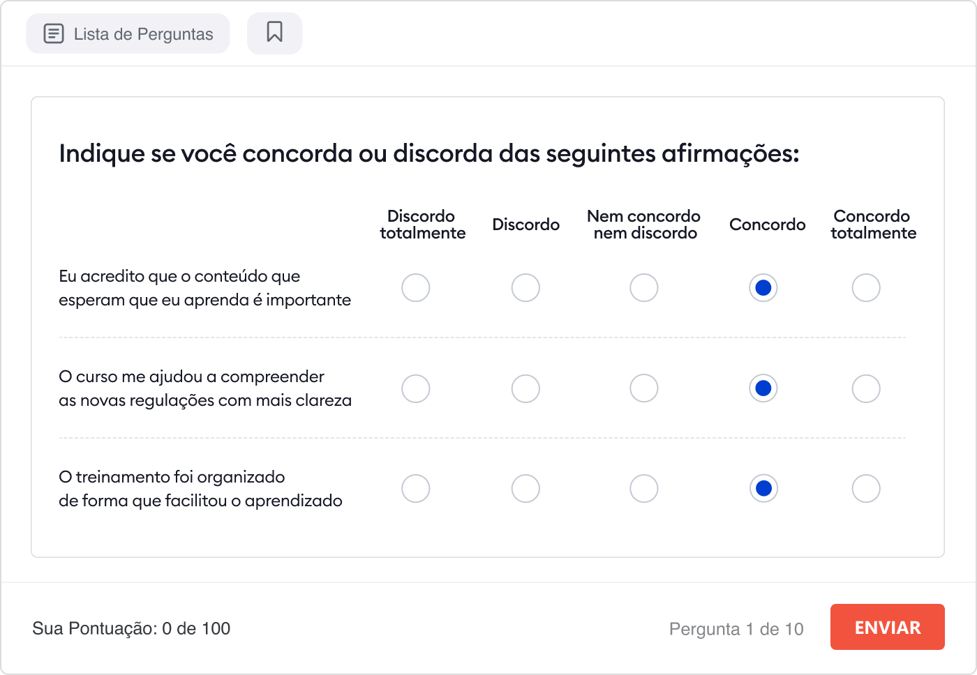 Pesquisa online para pedir feedback aos funcionários