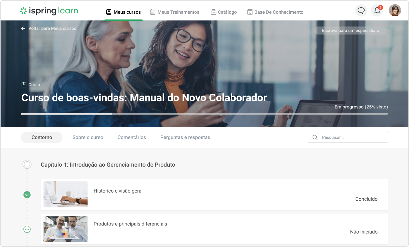 Curso de boas-vindas criado com iSpring Learn LMS Curso de boas-vindas criado com iSpring Learn LMS