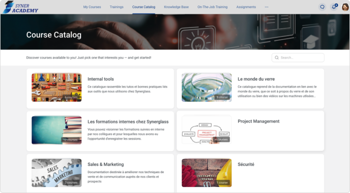 Um portal de aprendizagem do Syner Academy